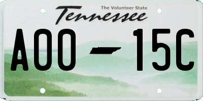 TN license plate A0015C