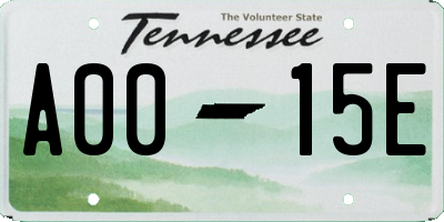 TN license plate A0015E