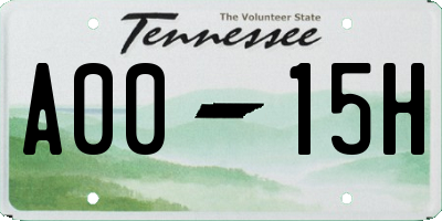 TN license plate A0015H