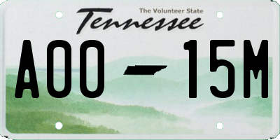 TN license plate A0015M