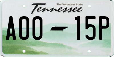 TN license plate A0015P