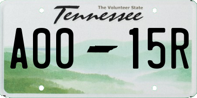 TN license plate A0015R