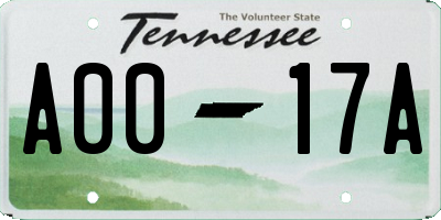 TN license plate A0017A