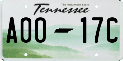 TN license plate A0017C