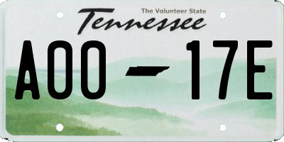 TN license plate A0017E