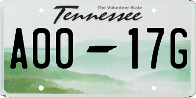 TN license plate A0017G