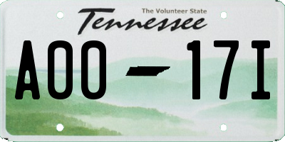 TN license plate A0017I