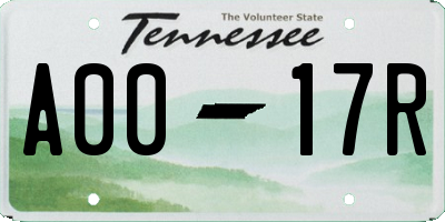 TN license plate A0017R