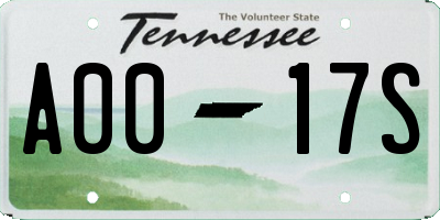 TN license plate A0017S