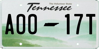 TN license plate A0017T