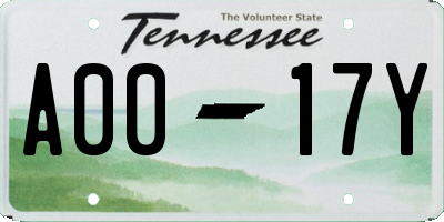 TN license plate A0017Y