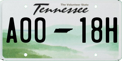 TN license plate A0018H