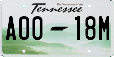 TN license plate A0018M