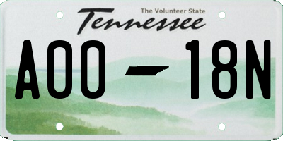 TN license plate A0018N