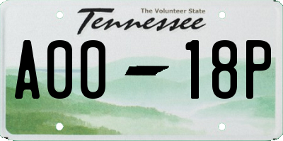 TN license plate A0018P