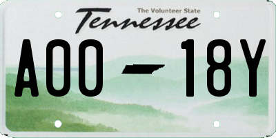 TN license plate A0018Y