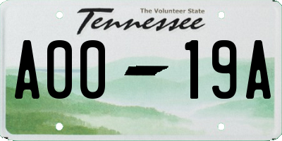 TN license plate A0019A