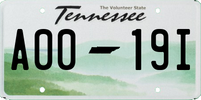 TN license plate A0019I