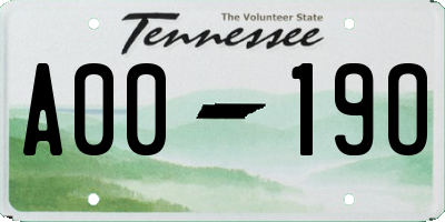 TN license plate A0019O