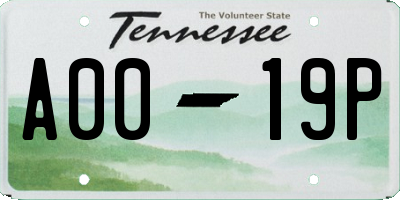 TN license plate A0019P