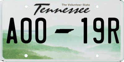 TN license plate A0019R