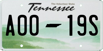 TN license plate A0019S