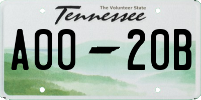 TN license plate A0020B