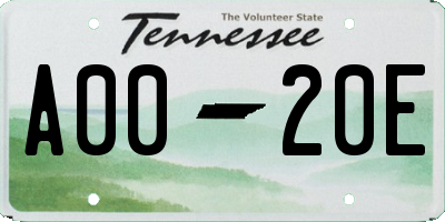 TN license plate A0020E