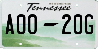 TN license plate A0020G