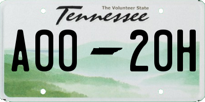 TN license plate A0020H