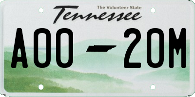 TN license plate A0020M