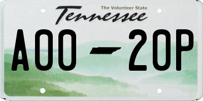 TN license plate A0020P