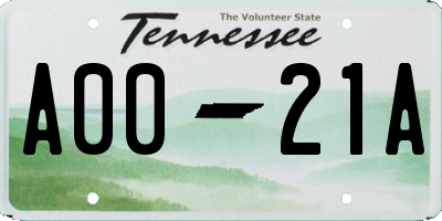 TN license plate A0021A