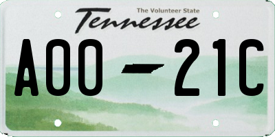 TN license plate A0021C