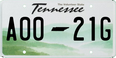 TN license plate A0021G