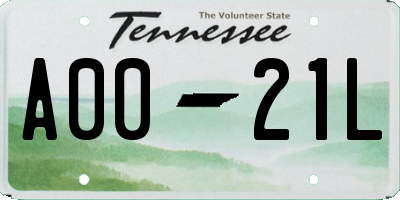 TN license plate A0021L