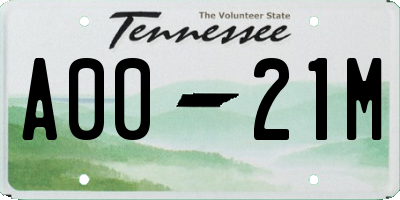 TN license plate A0021M