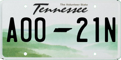 TN license plate A0021N