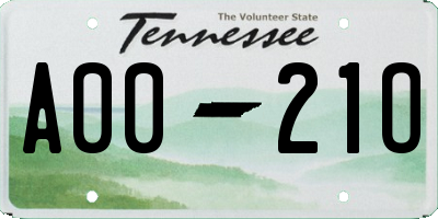 TN license plate A0021O