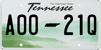 TN license plate A0021Q