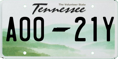 TN license plate A0021Y