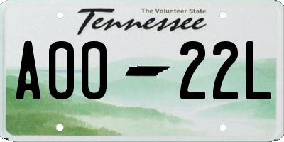 TN license plate A0022L