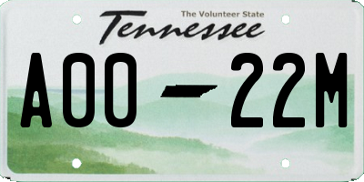 TN license plate A0022M