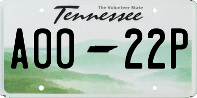 TN license plate A0022P