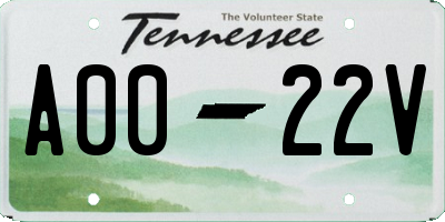 TN license plate A0022V