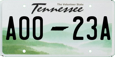 TN license plate A0023A