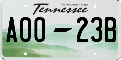 TN license plate A0023B