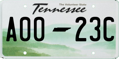 TN license plate A0023C