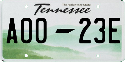 TN license plate A0023E