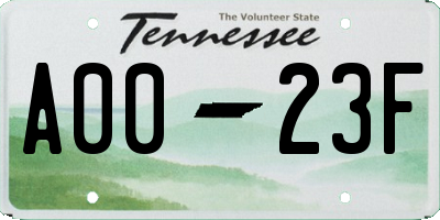 TN license plate A0023F